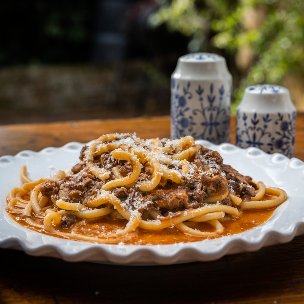 Bucatini with stracotto beef & oyster mushrooms