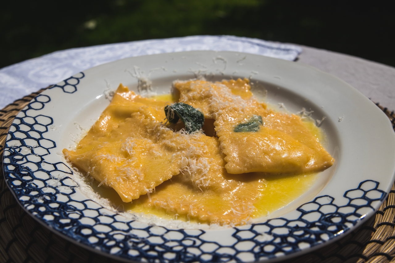 lamb, goats cheese & spinach ravioli with sage butter