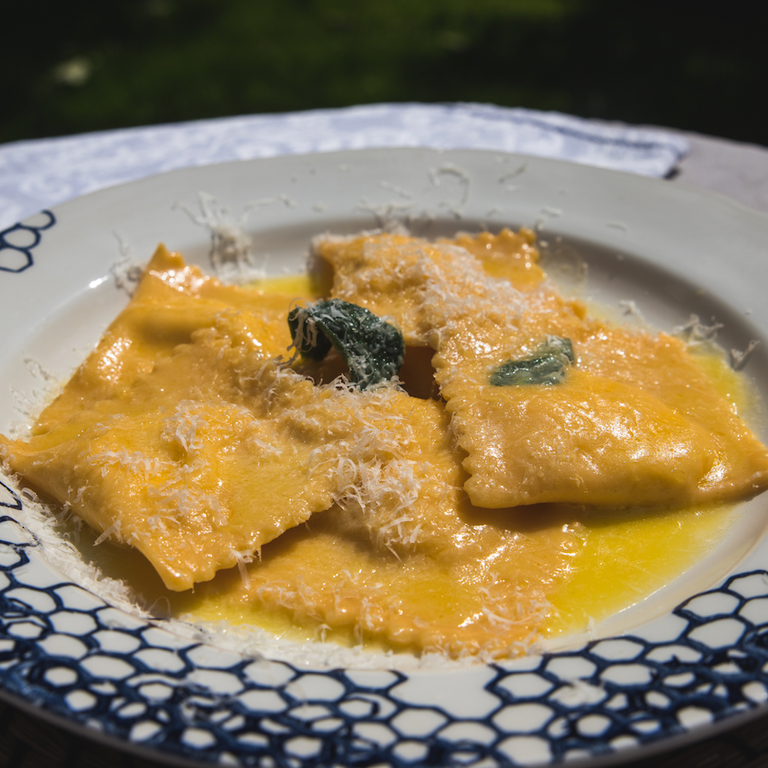 lamb, goats cheese & spinach ravioli with sage butter