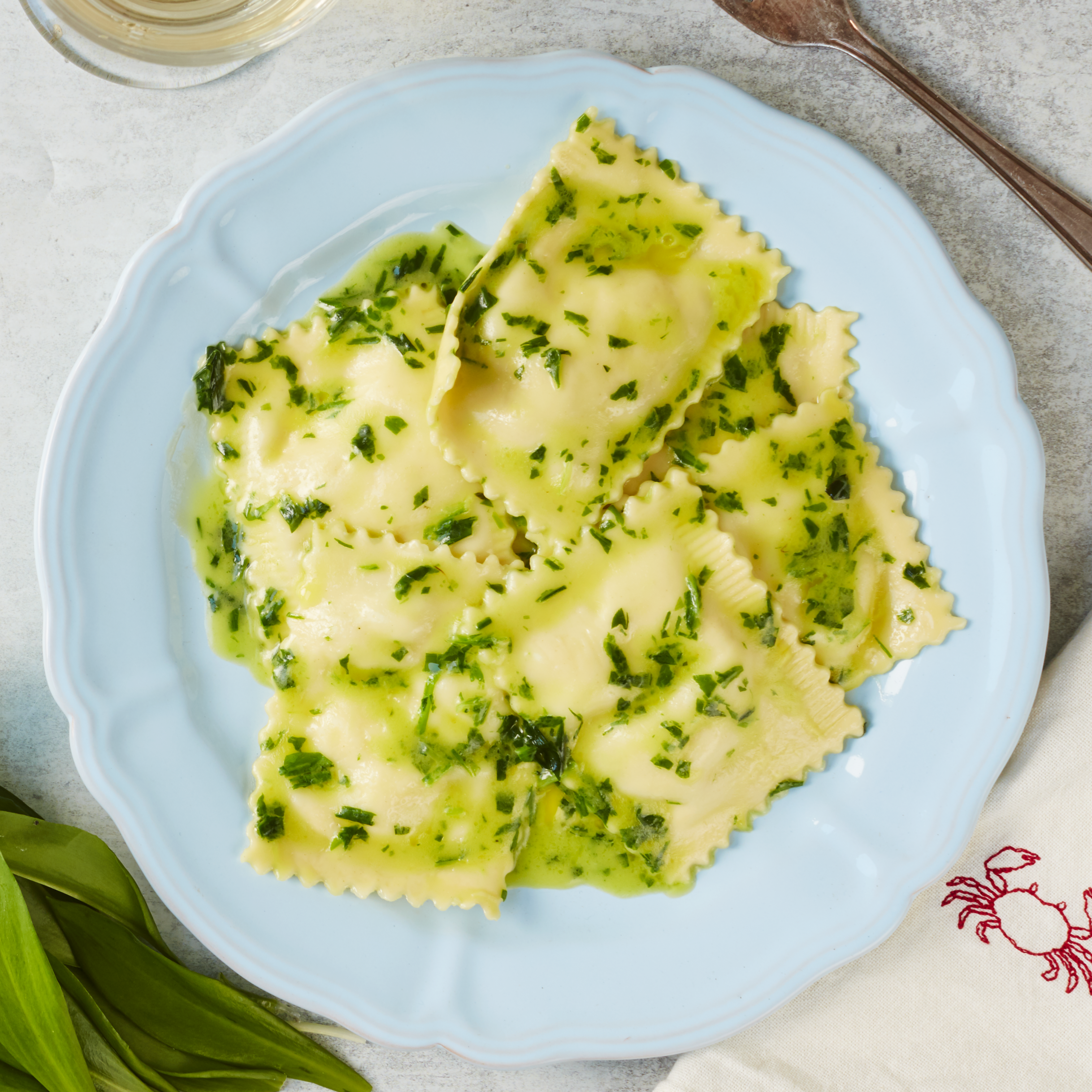 Devon Crab Ravioli With Wild Garlic Butter
